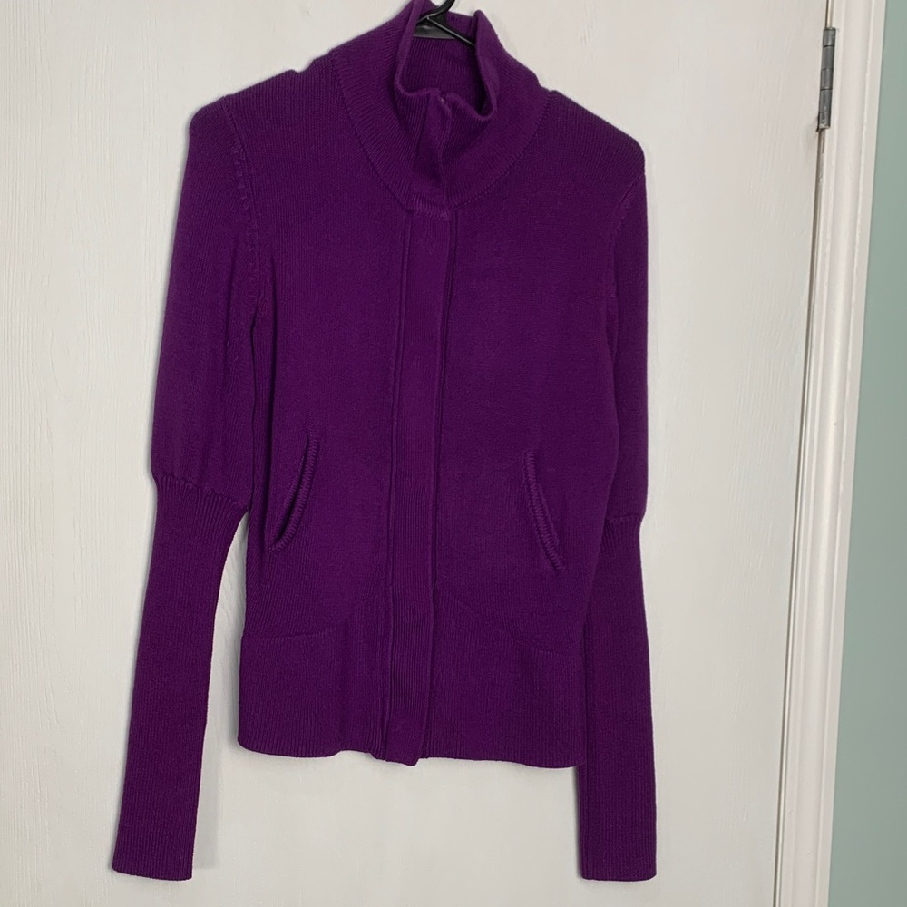Boston Proper Silk Cashmere Vibrant Purple Women's S Cardigan Preppy Y2K Retro